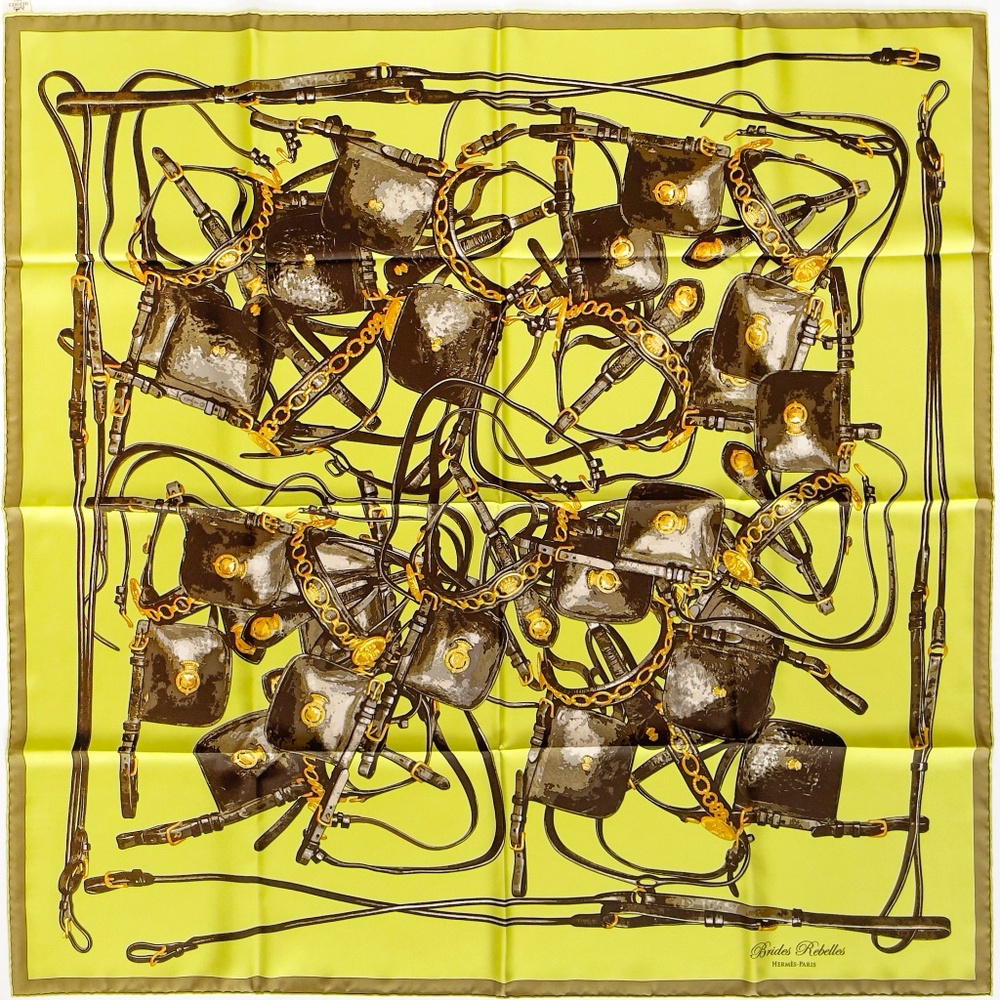 NWT  Hermes Scarf Carré 90  “Brides Rebelles” in Green